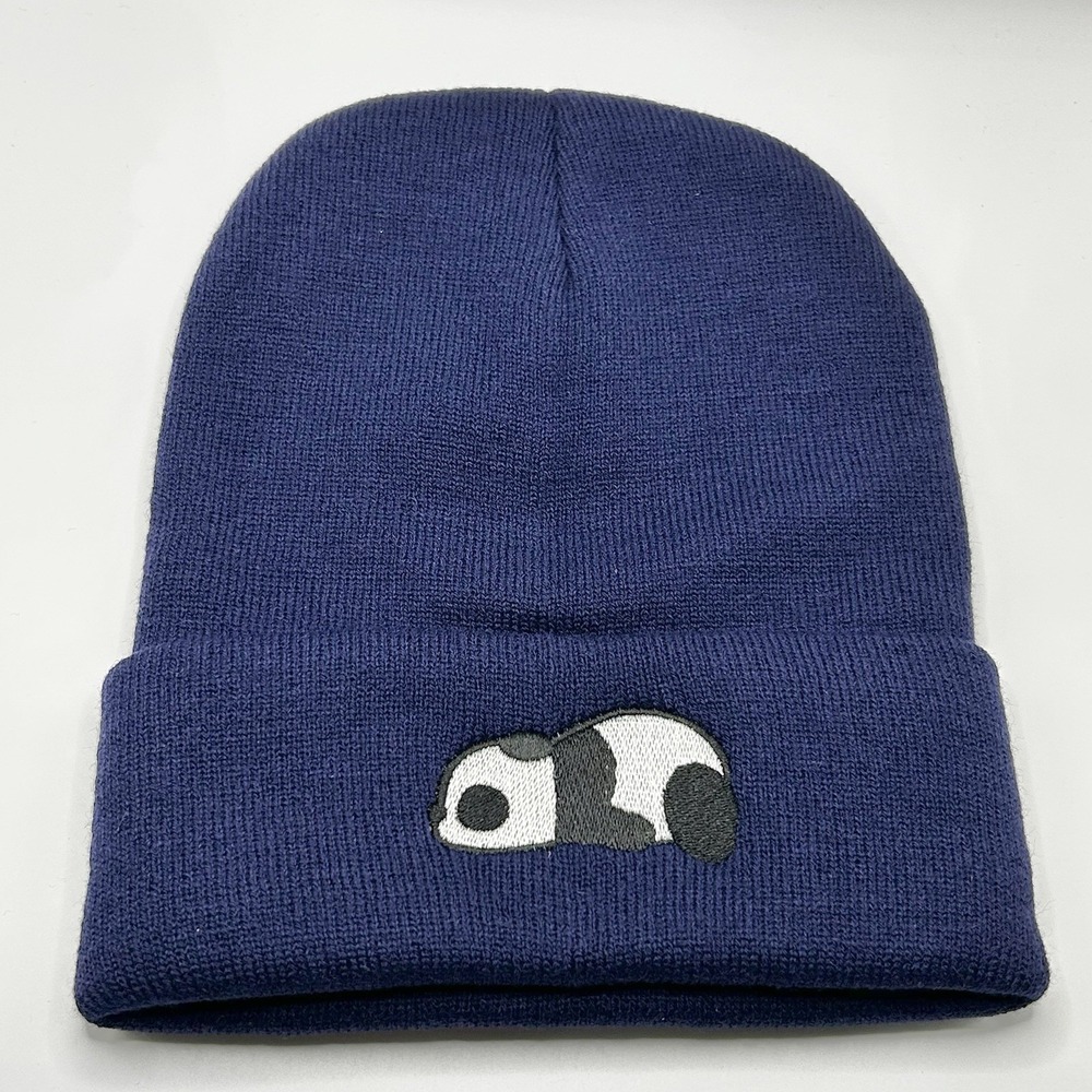 Panda Sleeping Animal Cartoon Beanie Hat Cap Knit Cuff Blue Fashion Casual